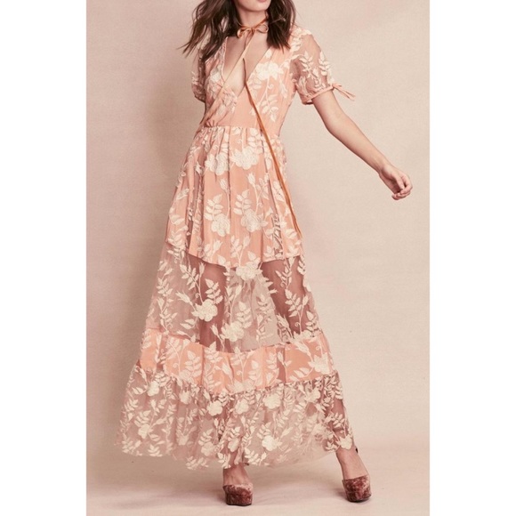 For Love And Lemons Dresses & Skirts - For Love & Lemons Floral Peach Mia Maxi Dress